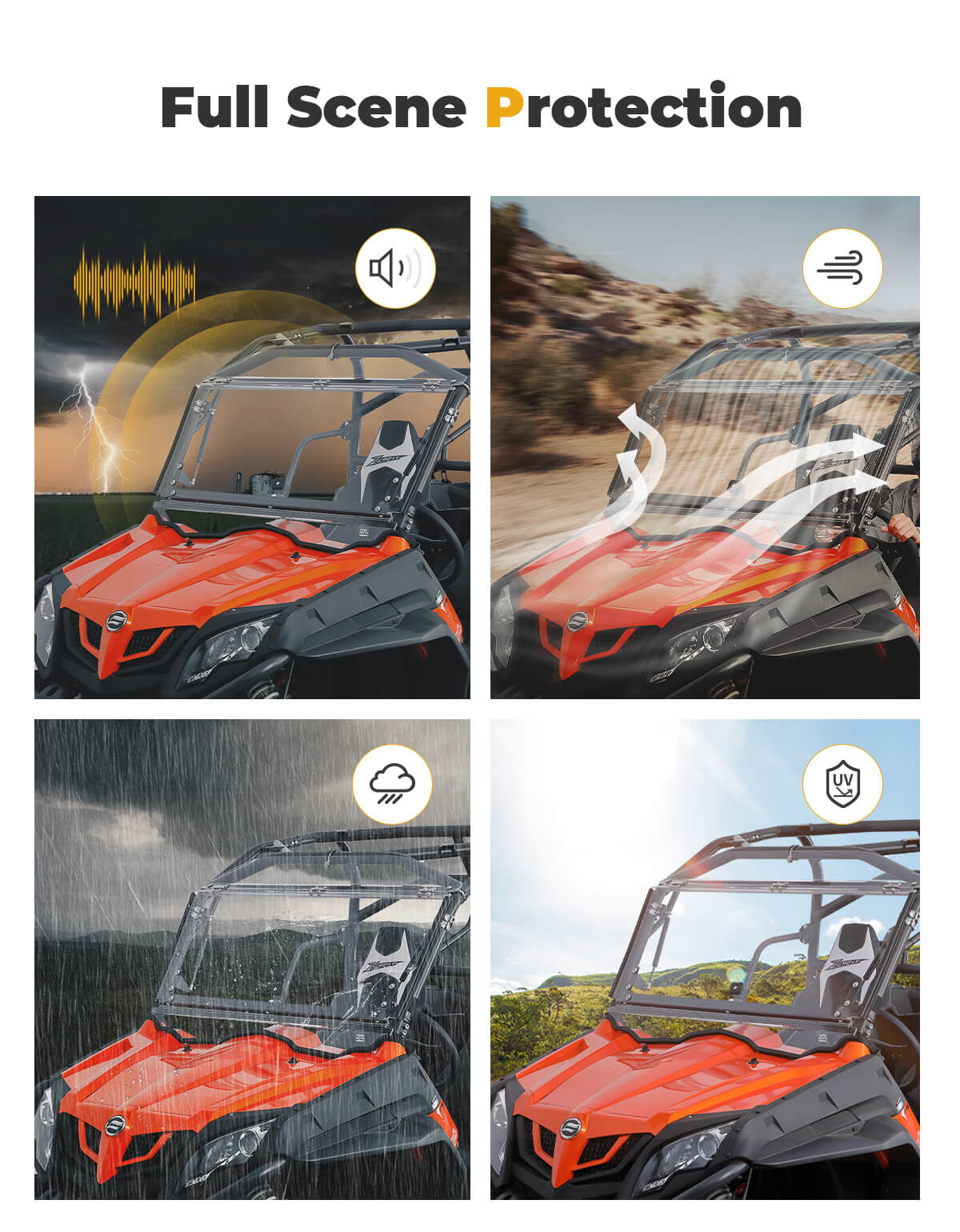 Photo of Kemimoto Flip Up Windshield for CFMOTO ZFORCE 500 | 800 | 1000 by Kemimoto - Premium for UTVs / Side by Sides