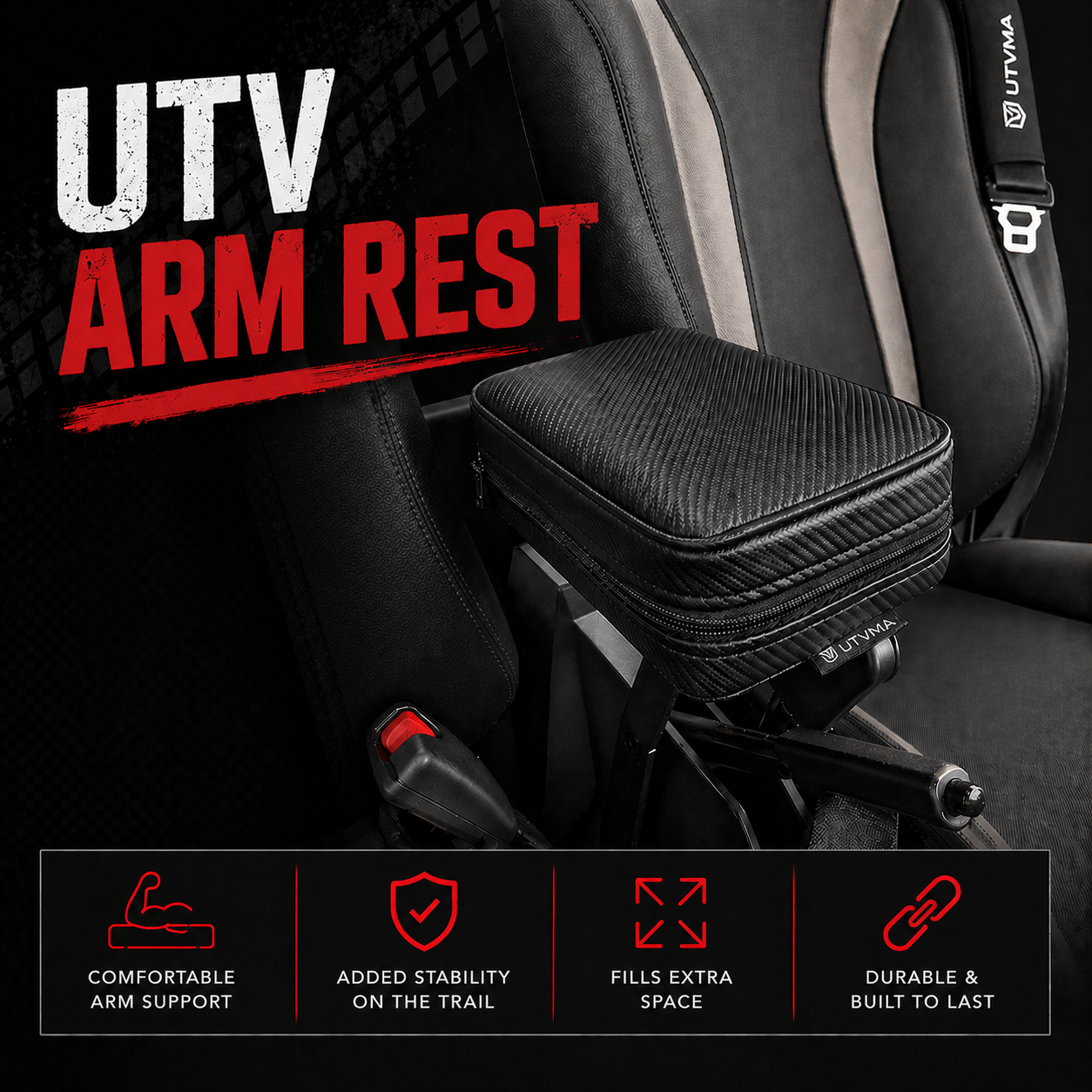 UTVMA Maverick Sport MAX Armrest with Bracket - Comfort + Stability (2019-2024)