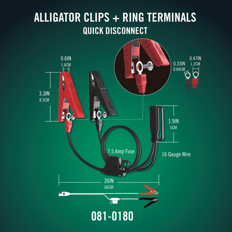 Photo of Alligator Clip and Ring Terminal Combo with Quick Disconnect by Battery Tender® - Premium for UTVs / Side by Sides