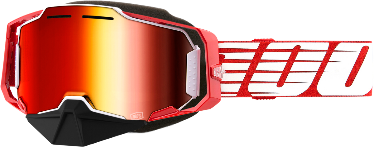 100% Armega Snowmobile Goggles - Red Red Mirror Lens