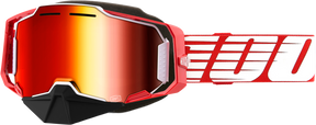 100% Armega Snowmobile Goggles - Red Red Mirror Lens