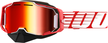 100% Armega Snowmobile Goggles - Red Red Mirror Lens