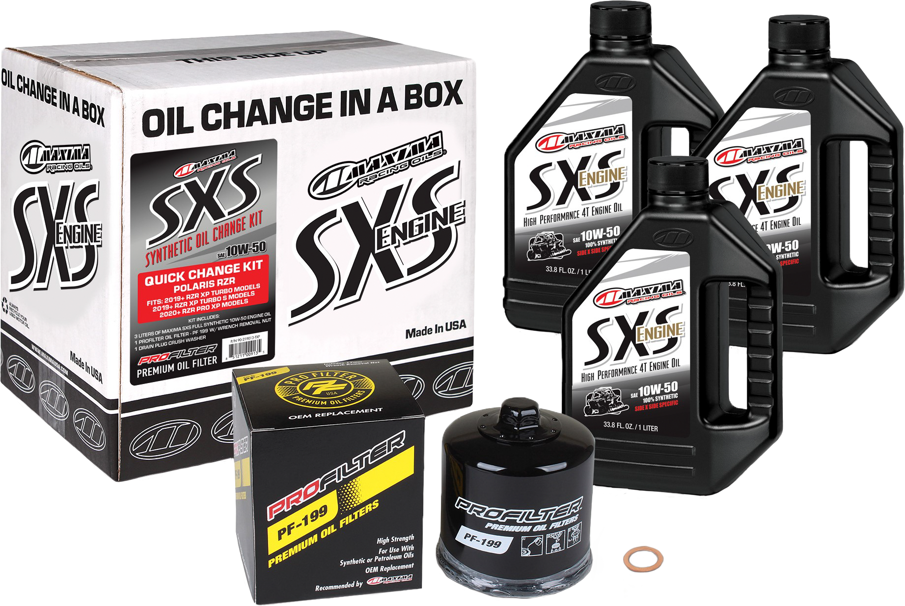 Photo of SXS QUICK CHANGE KIT 10W50 WITH BLACK OIL FILTER by MAXIMA - Premium Oil Filters for UTVs / Side by Sides