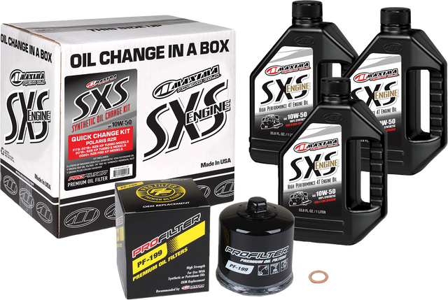 Photo of SXS QUICK CHANGE KIT 10W50 WITH BLACK OIL FILTER by MAXIMA - Premium Oil Filters for UTVs / Side by Sides