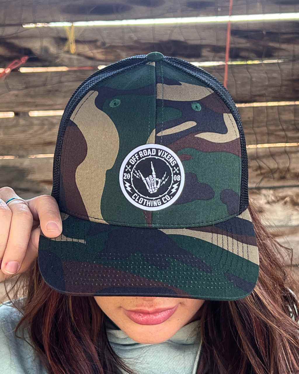 Photo of Be Epic Camo Trucker Hat by OFF-ROAD VIXENS CLOTHING CO. - Premium Hats for UTVs / Side by Sides