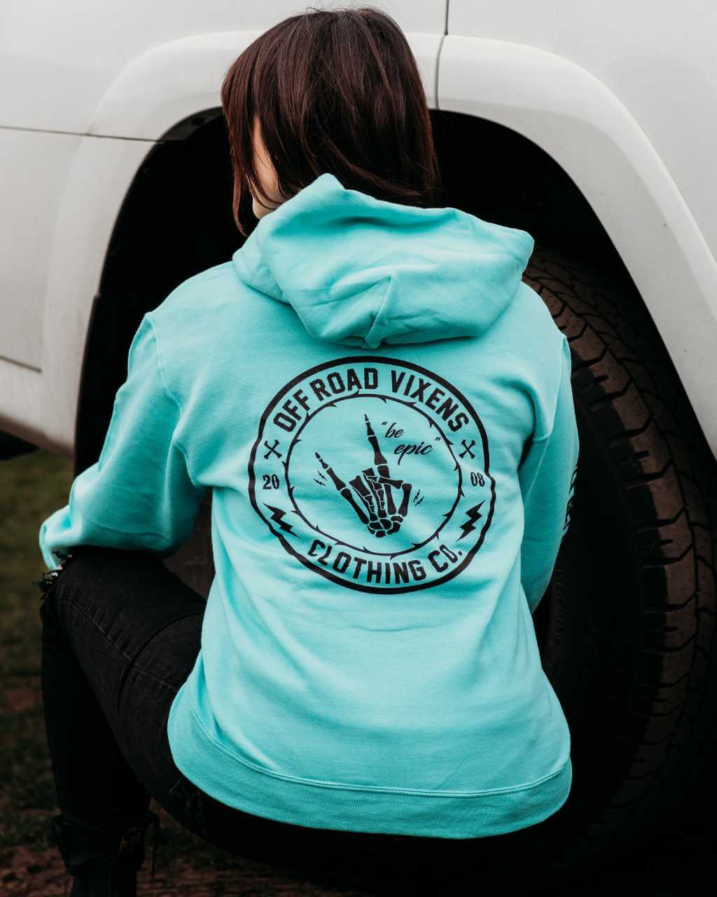 Photo of Be Epic Unisex Pullover Hoodie - Mint by OFF-ROAD VIXENS CLOTHING CO. - Premium Apparel & Accessories for UTVs / Side by Sides