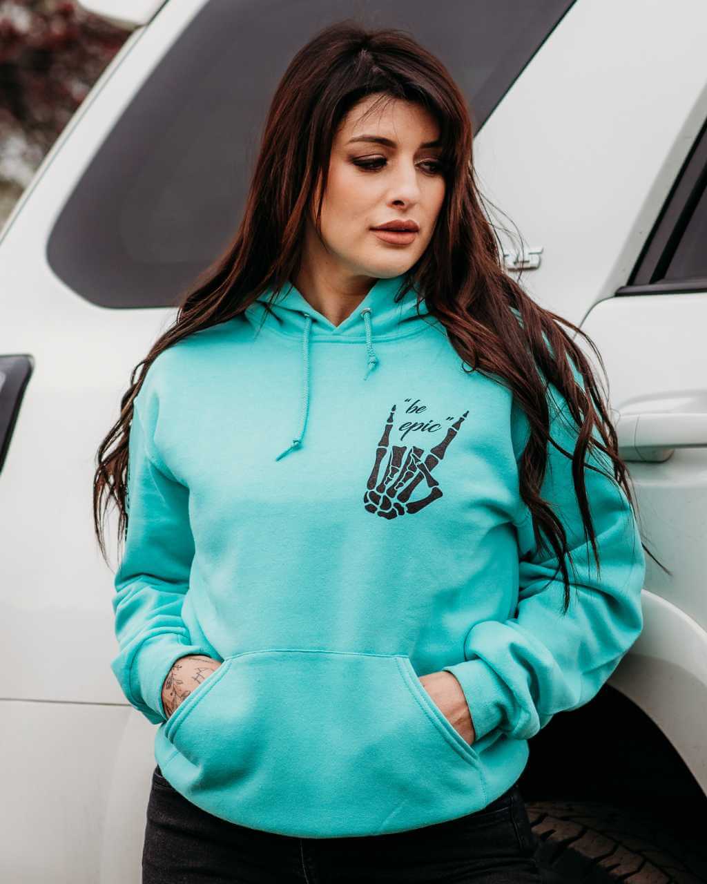 Photo of Be Epic Unisex Pullover Hoodie - Mint by OFF-ROAD VIXENS CLOTHING CO. - Premium Apparel & Accessories for UTVs / Side by Sides