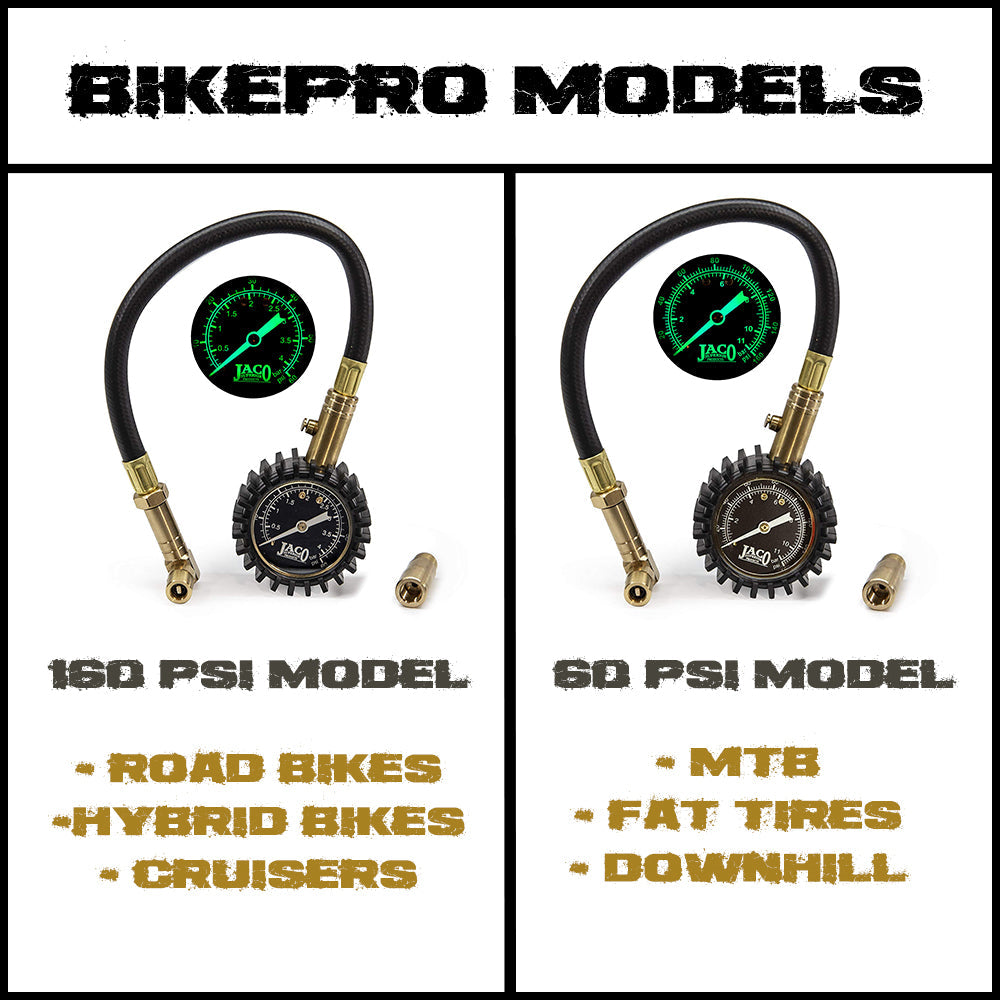 Photo of BikePro™ Presta Tire Pressure Gauge - 160 PSI | Presta & Schrader (Hybrid/Road Bikes) by JACO - Premium Presta Tire Gauge for UTVs / Side by Sides