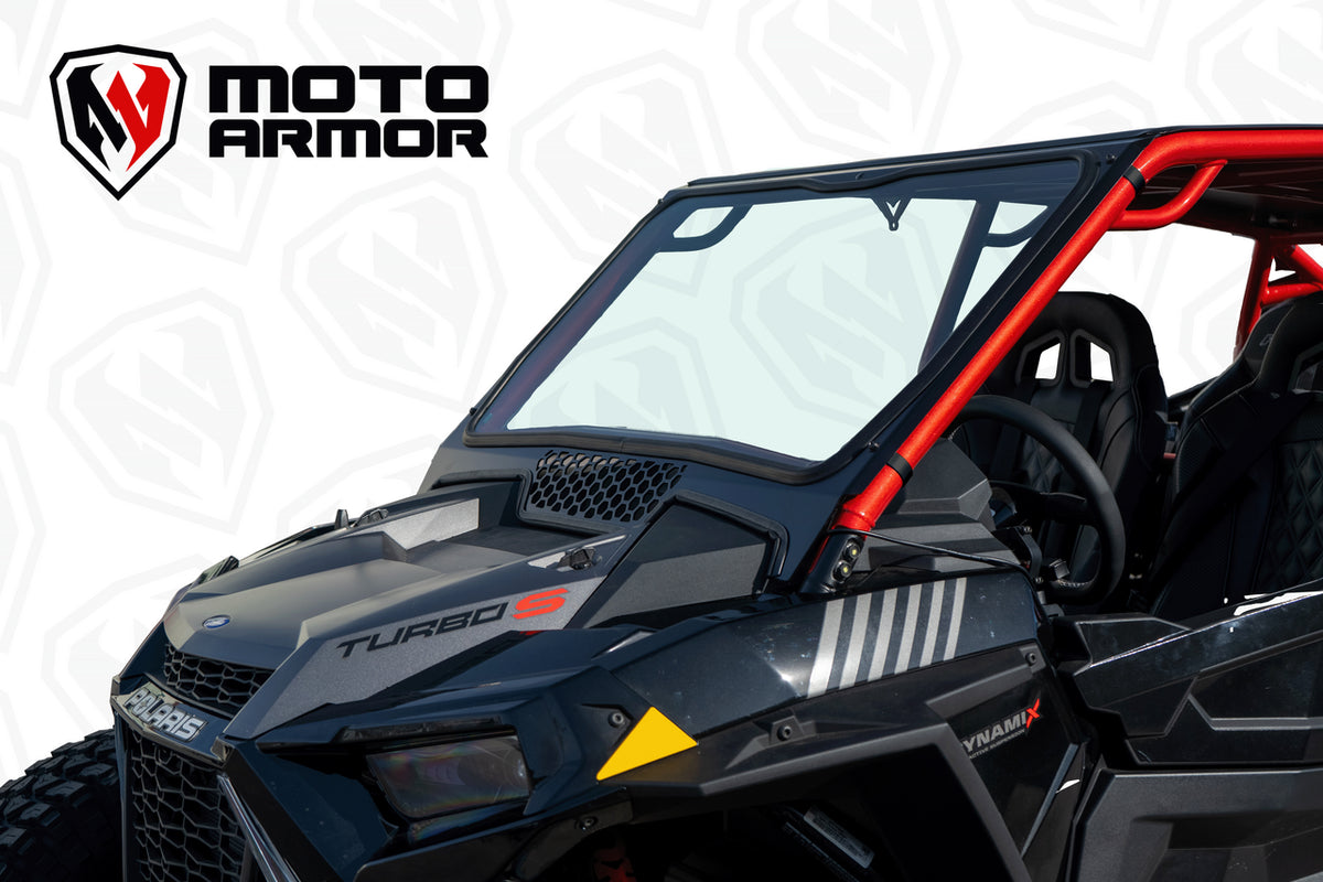 Photo of Moto Armor Polaris RZR Turbo S / XP Turbo / XP 1000 Full Glass Windshield for Voodoo Riders Cage by Moto Armor - Premium Windshields for UTVs / Side by Sides