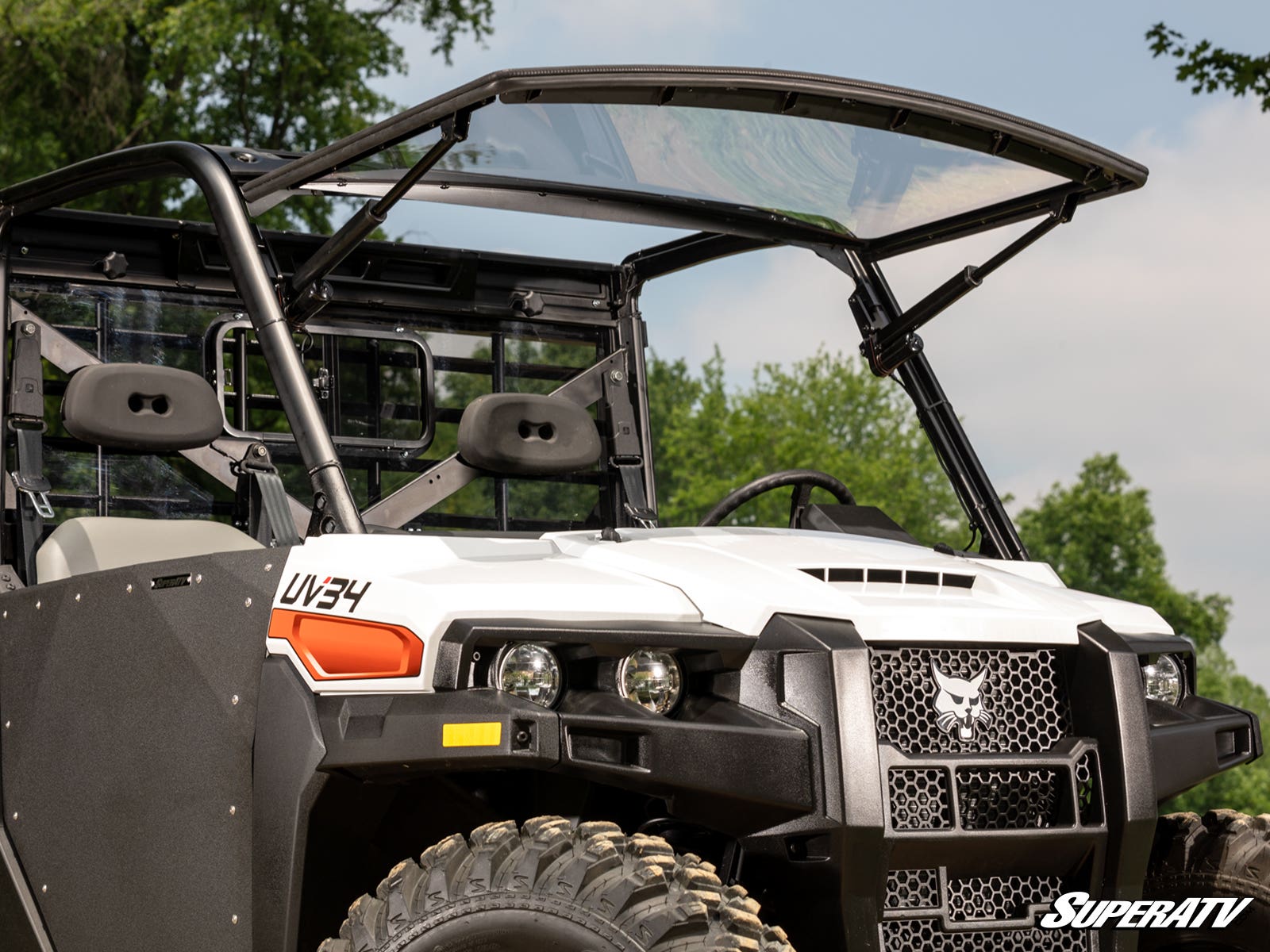 Photo of SuperATV Bobcat UV34 MaxDrive Power Flip Windshield by SuperATV - Premium Windshields for UTVs / Side by Sides