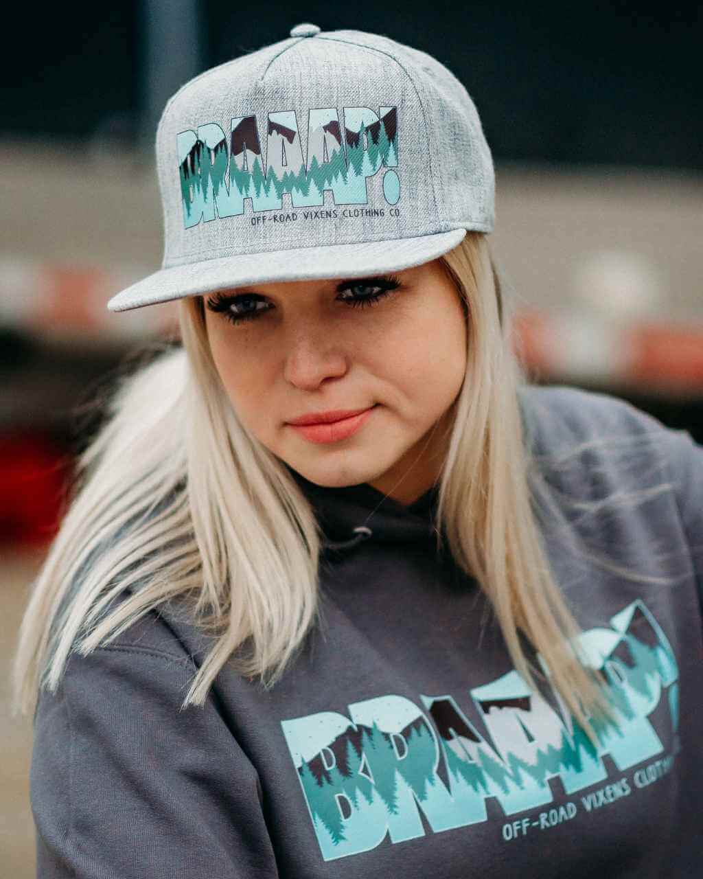 Photo of Braaap! Babe Flatbill Hat by OFF-ROAD VIXENS CLOTHING CO. - Premium Hats for UTVs / Side by Sides