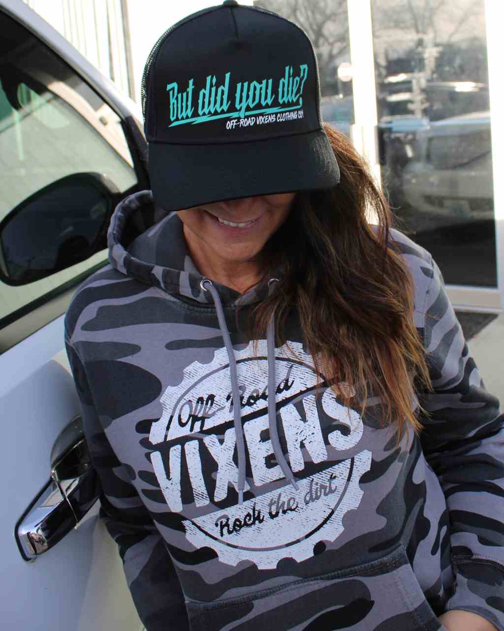 Photo of But did you die? Trucker - Black by OFF-ROAD VIXENS CLOTHING CO. - Premium Hats for UTVs / Side by Sides