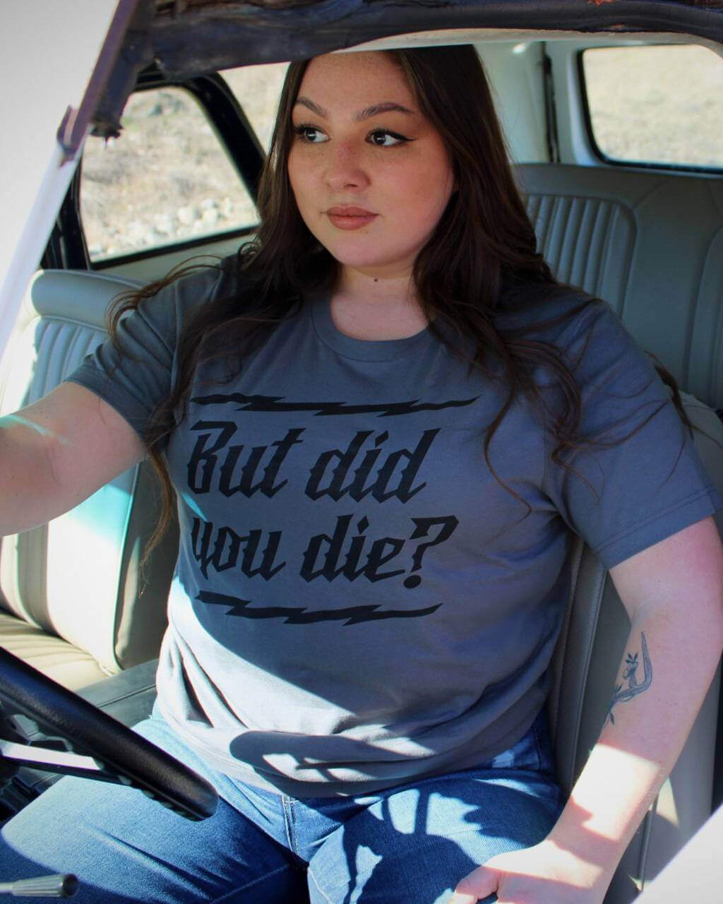 Photo of But did you Die? Unisex Tee - Asphalt by OFF-ROAD VIXENS CLOTHING CO. - Premium Apparel & Accessories for UTVs / Side by Sides