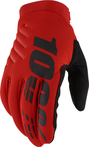 100% Brisker Cold Weather Riding Gloves - Red, Large