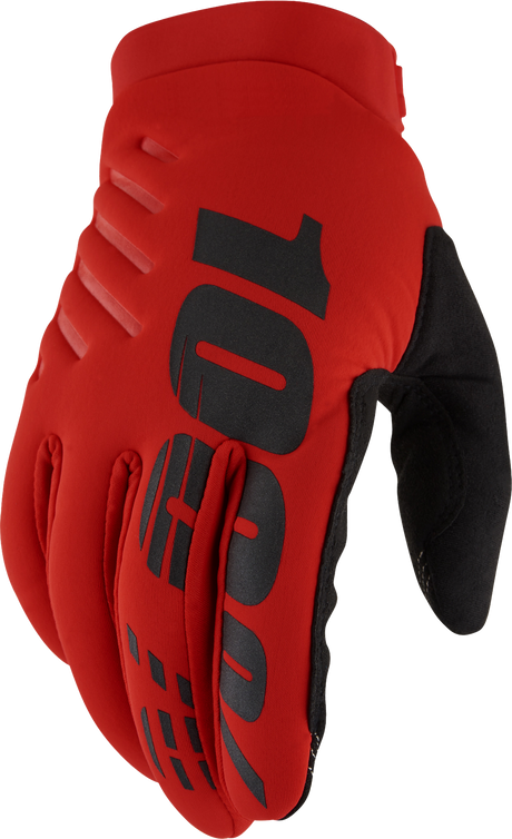 100% Brisker Cold Weather Riding Gloves - Red, Large