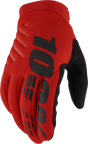 100% Brisker Cold Weather Riding Gloves - Red, Large