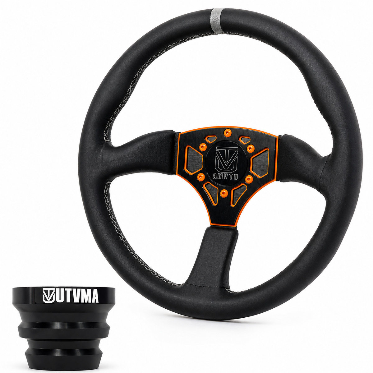 UTVMA Octane Leather Steering Wheel With Hub (Polaris, Can Am, Kawasaki, Honda Models