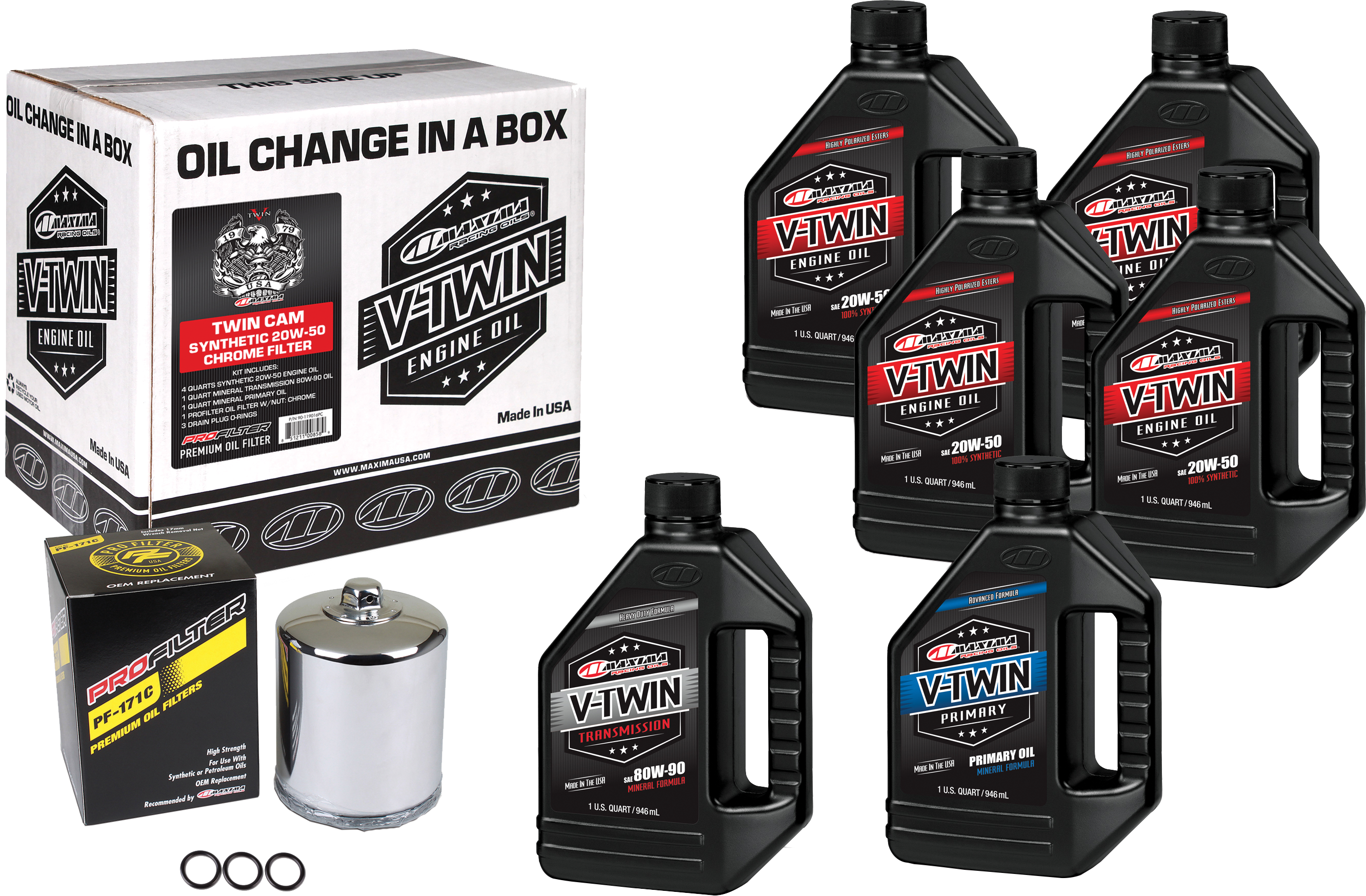 Photo of V-TWIN SYN OIL CHANGE KIT TC CHROME FILER by MAXIMA - Premium Tools for UTVs / Side by Sides