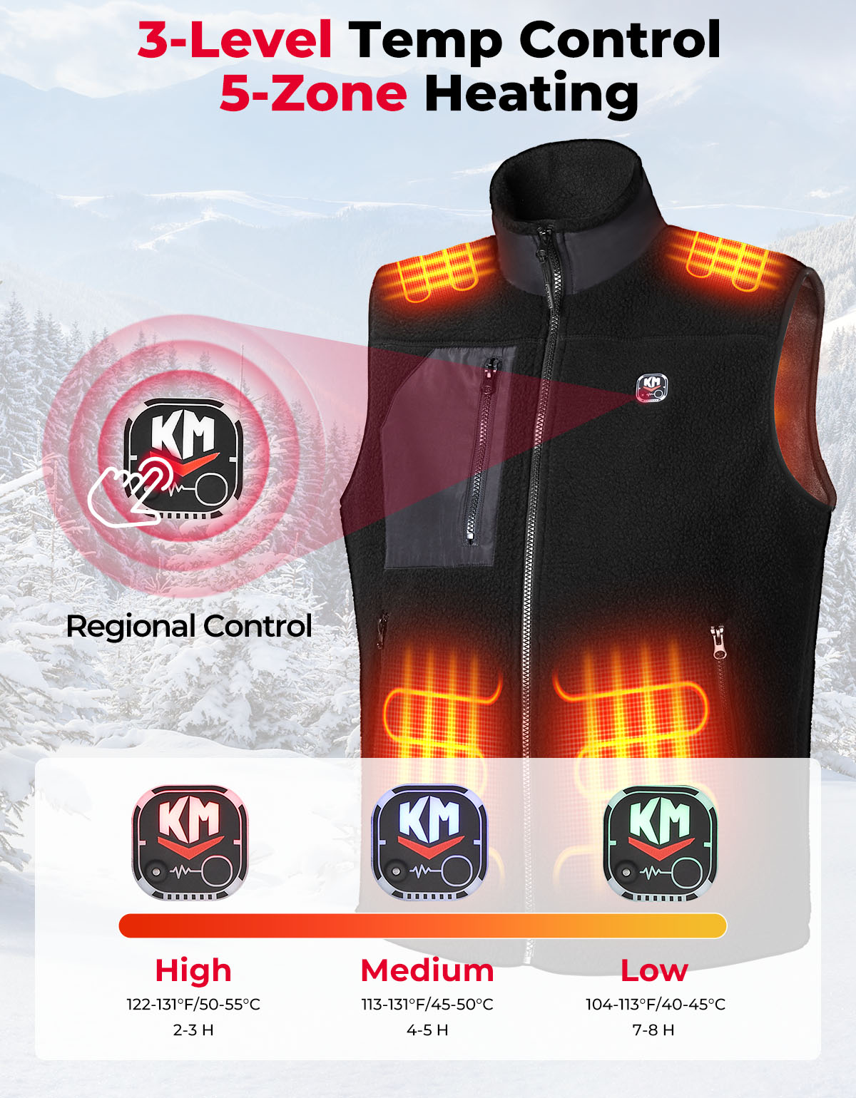 Photo of Heated Vest by Voice and APP Temp Control with Battery Pack by Kemimoto - Premium for UTVs / Side by Sides