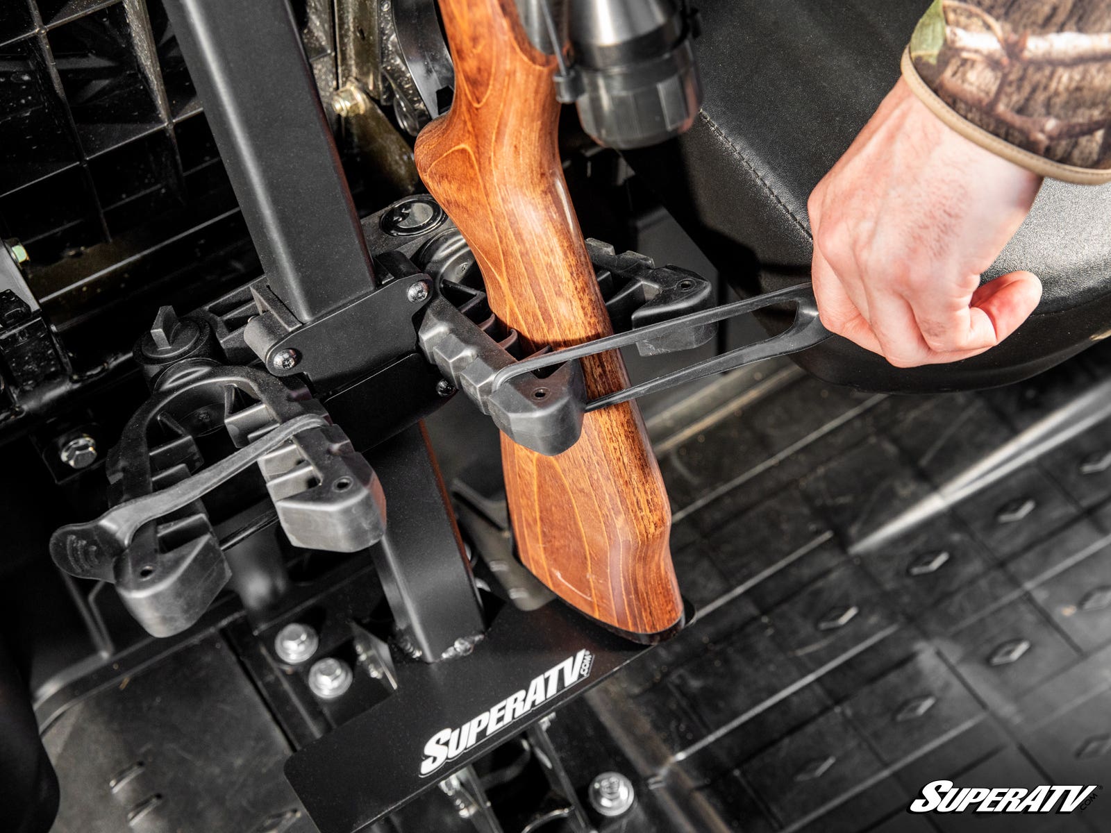 Photo of SuperATV Can-Am Defender Floor-Mounted Gun Holder by SuperATV - Premium Storage for UTVs / Side by Sides