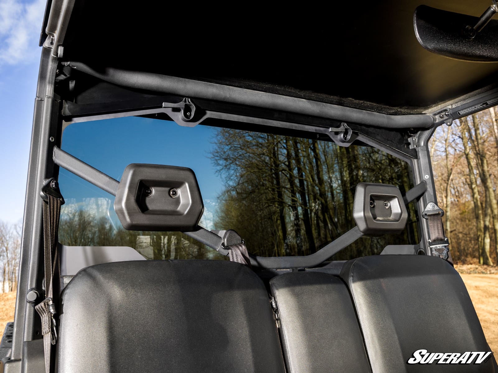 Photo of SuperATV Can-Am Defender Rear Glass Windshield by SuperATV - Premium Windshields for UTVs / Side by Sides