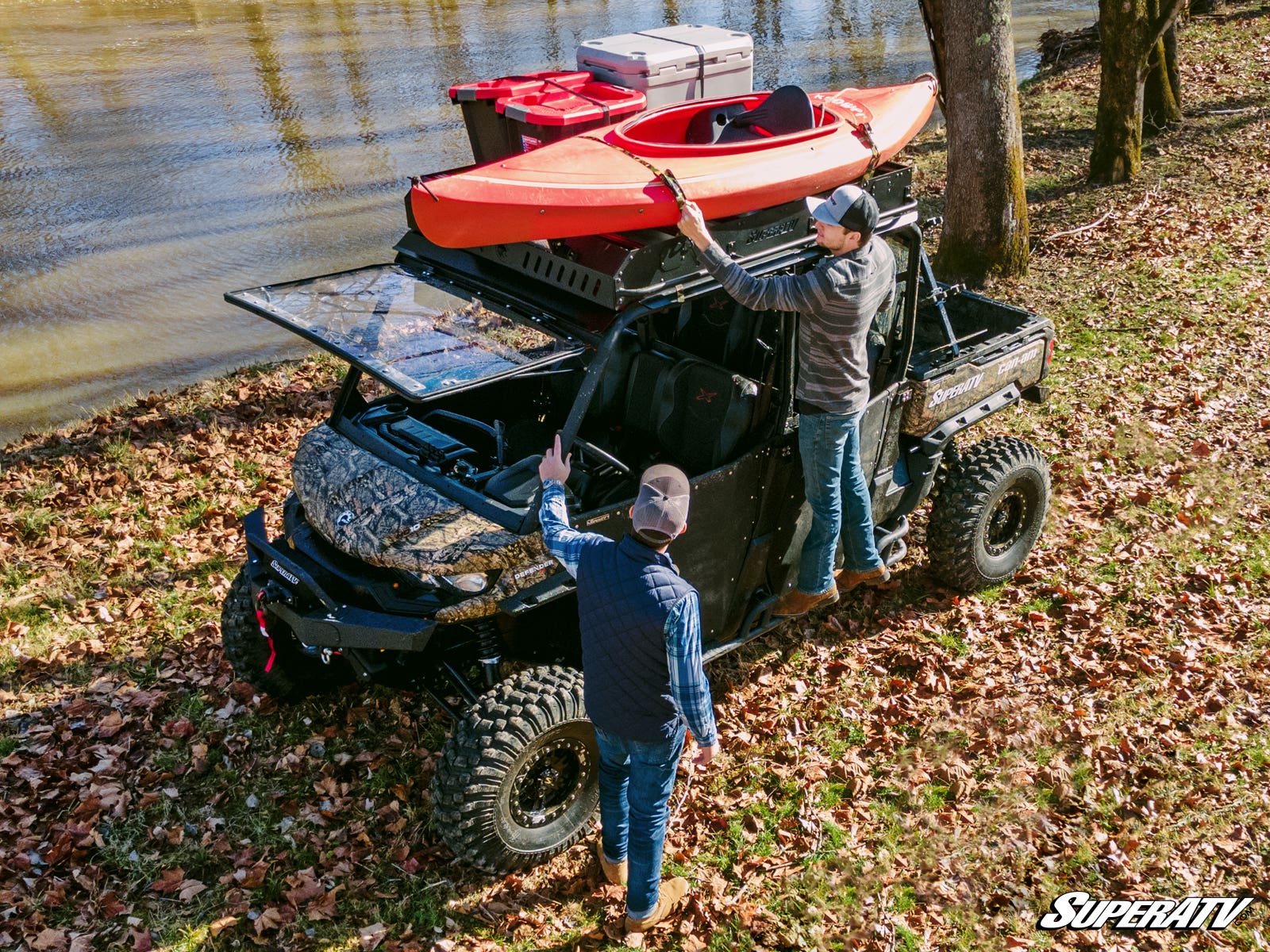 Photo of SuperATV Can-Am Defender MAX Outfitter Roof Rack by SuperATV - Premium Storage for UTVs / Side by Sides