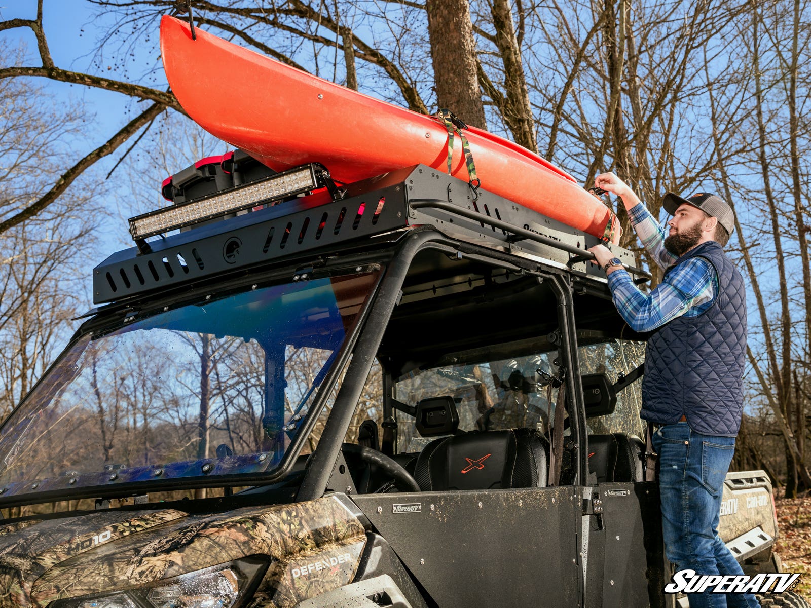 Photo of SuperATV Can-Am Defender MAX Outfitter Roof Rack by SuperATV - Premium Storage for UTVs / Side by Sides