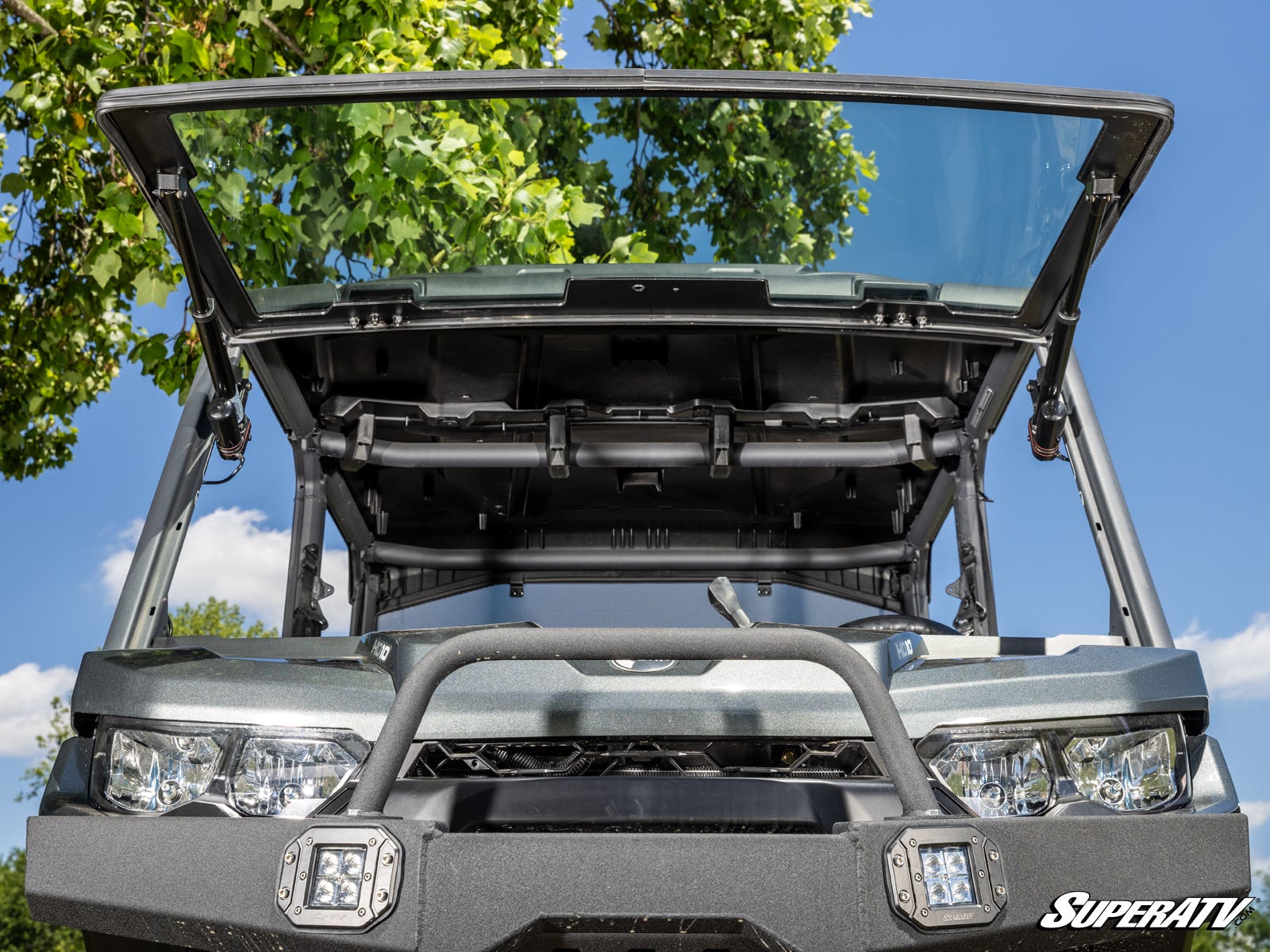 Photo of SuperATV Can-Am Defender MaxDrive Power Flip Glass Windshield by SuperATV - Premium for UTVs / Side by Sides