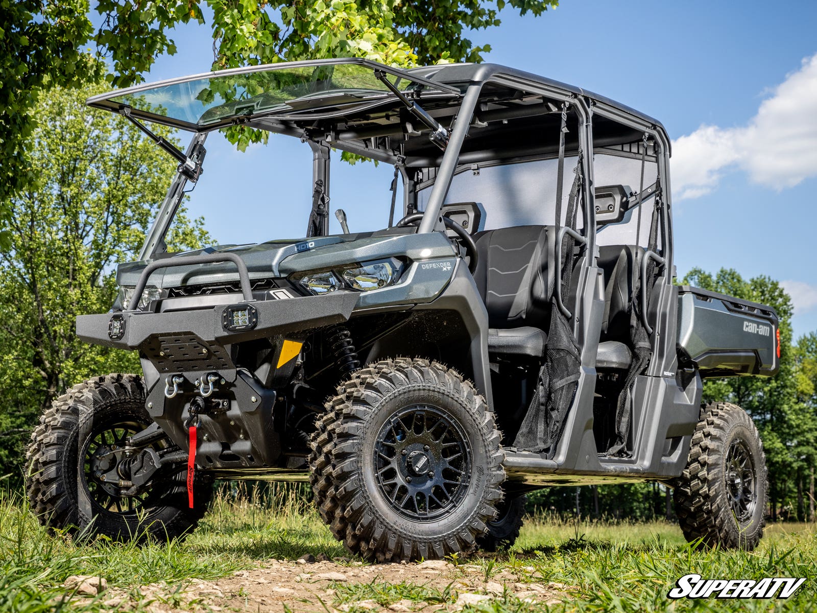 Photo of SuperATV Can-Am Defender MaxDrive Power Flip Glass Windshield by SuperATV - Premium for UTVs / Side by Sides