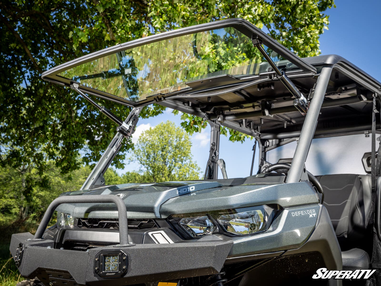 Photo of SuperATV Can-Am Defender MaxDrive Power Flip Glass Windshield by SuperATV - Premium for UTVs / Side by Sides