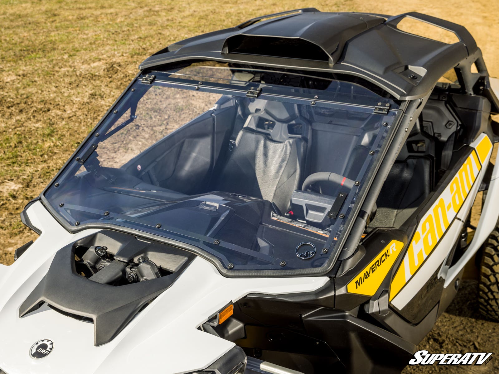 Photo of SuperATV Can-Am Maverick R Scratch-Resistant Flip Windshield by SuperATV - Premium Windshields for UTVs / Side by Sides