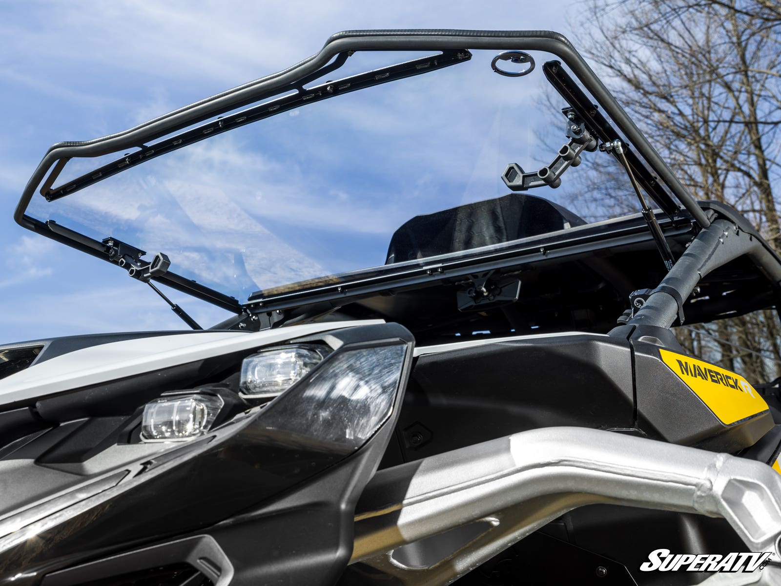 Photo of SuperATV Can-Am Maverick R Scratch-Resistant Flip Windshield by SuperATV - Premium Windshields for UTVs / Side by Sides