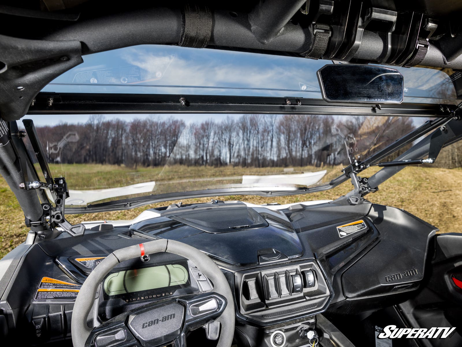 Photo of SuperATV Can-Am Maverick R Scratch-Resistant Flip Windshield by SuperATV - Premium Windshields for UTVs / Side by Sides
