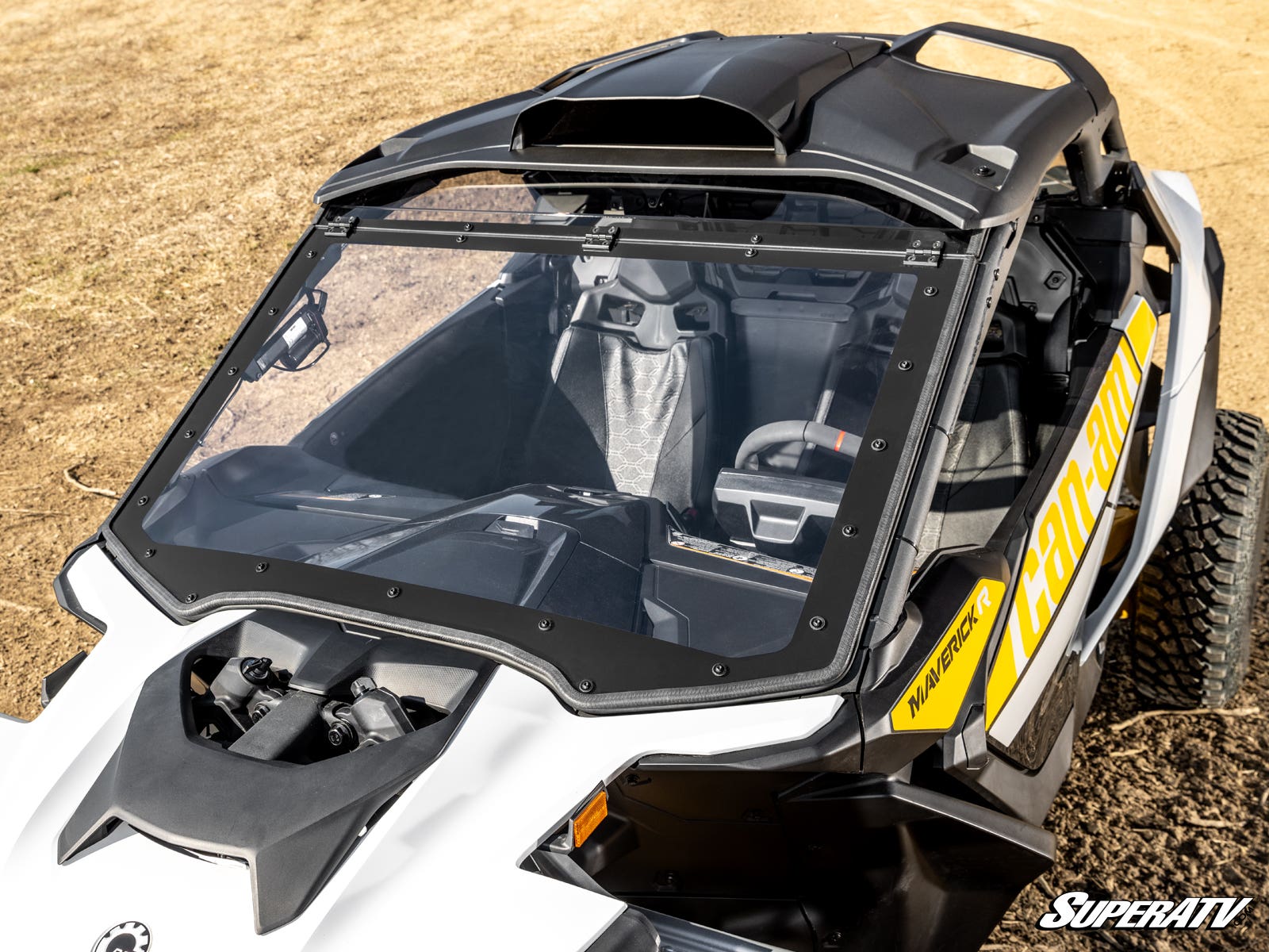Photo of SuperATV Can-Am Maverick R MaxDrive Power Flip Windshield by SuperATV - Premium Windshields for UTVs / Side by Sides