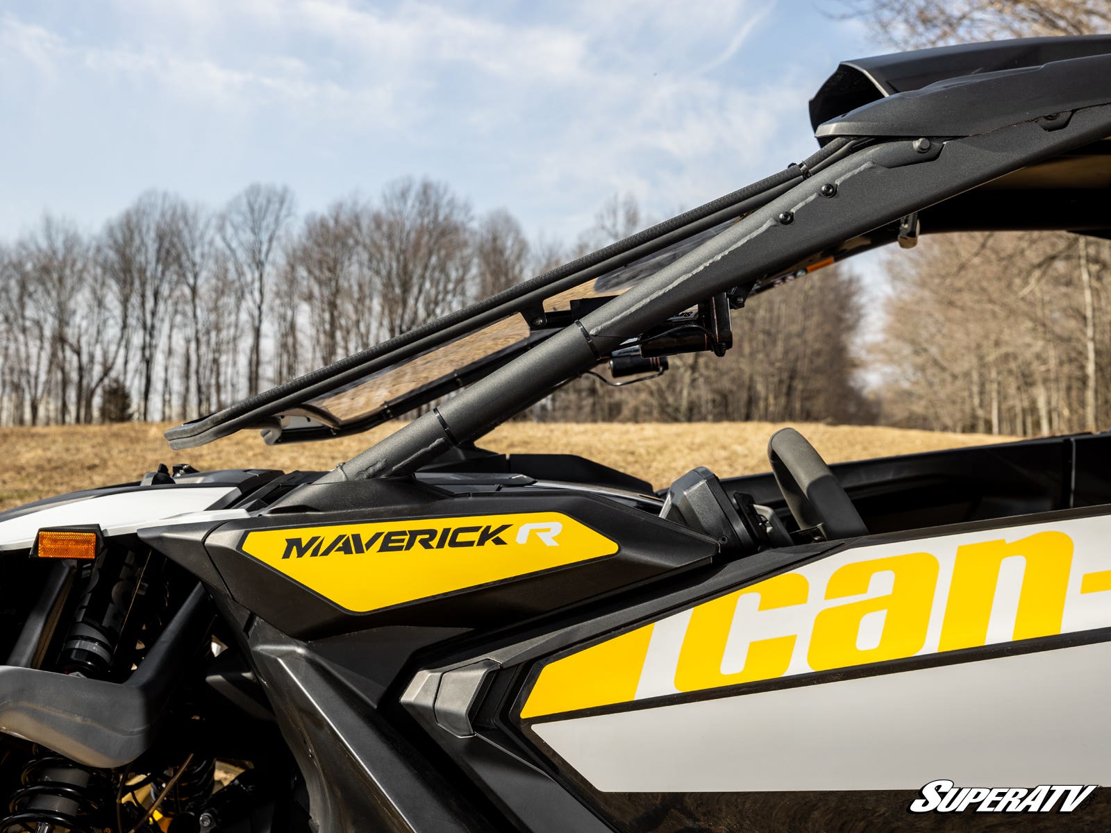 Photo of SuperATV Can-Am Maverick R MaxDrive Power Flip Windshield by SuperATV - Premium Windshields for UTVs / Side by Sides