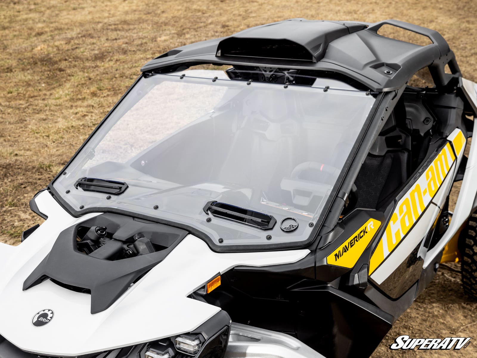 Photo of SuperATV Can-Am Maverick R Scratch-Resistant Vented Full Windshield by SuperATV - Premium Windshields for UTVs / Side by Sides