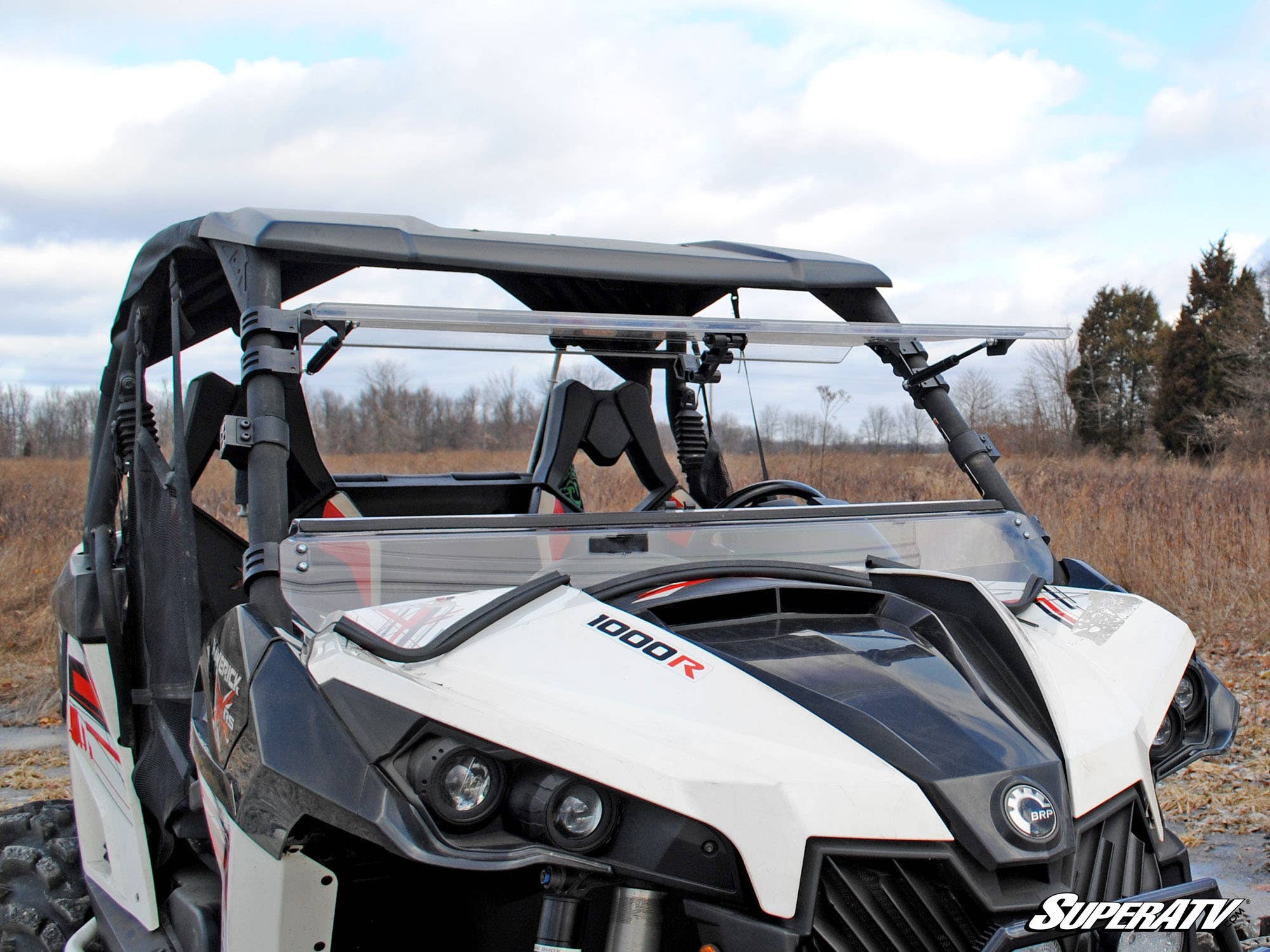Photo of SuperATV Can-Am Maverick Scratch Resistant Flip Windshield by SuperATV - Premium Windshields for UTVs / Side by Sides