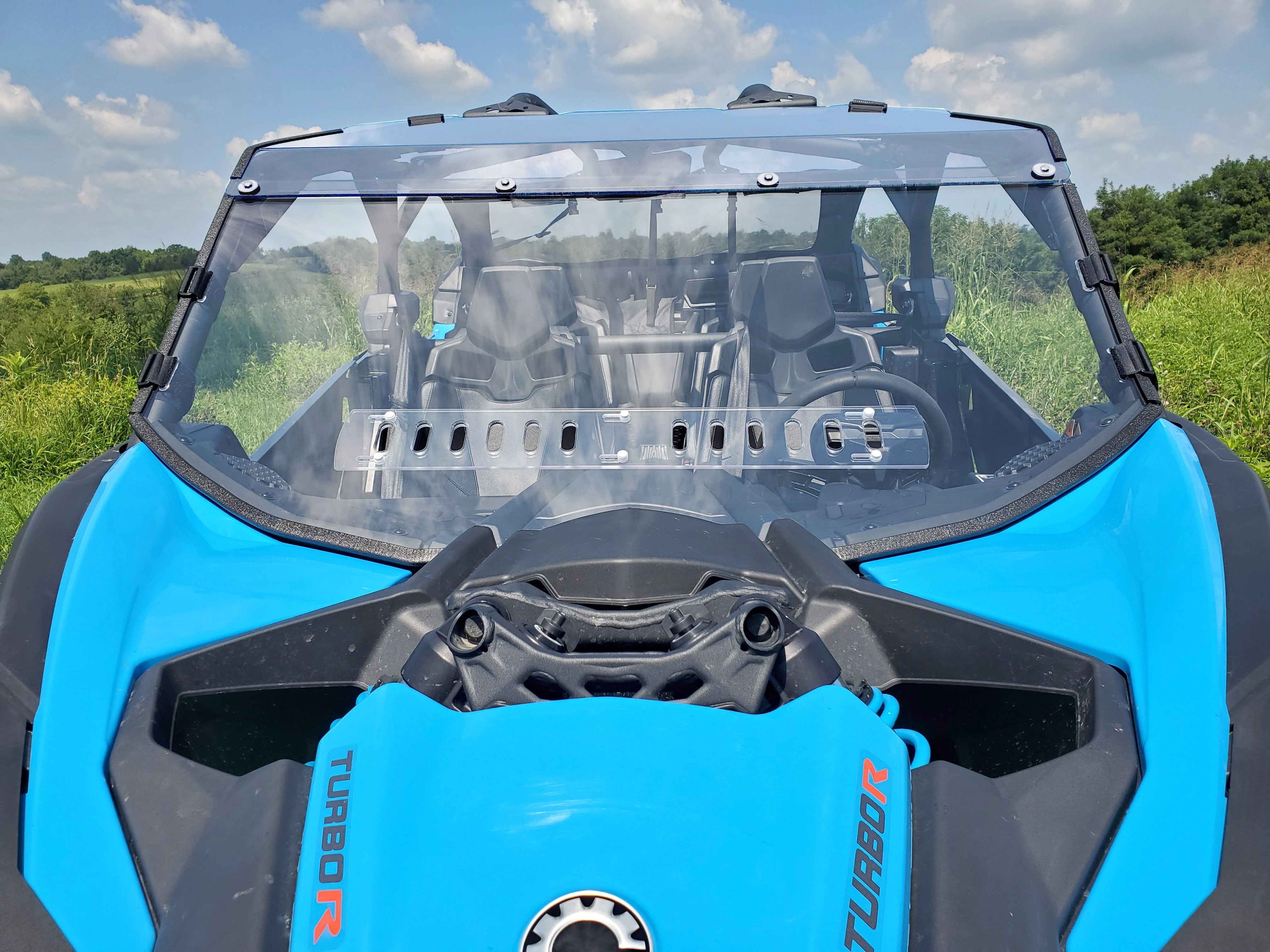 Photo of Can-Am Maverick X3 - 2 Pc Windshield with Clear Visor w/Hard Coat, Vent, and Clamp Options by 3 Star UTV - Premium Windshields for UTVs / Side by Sides
