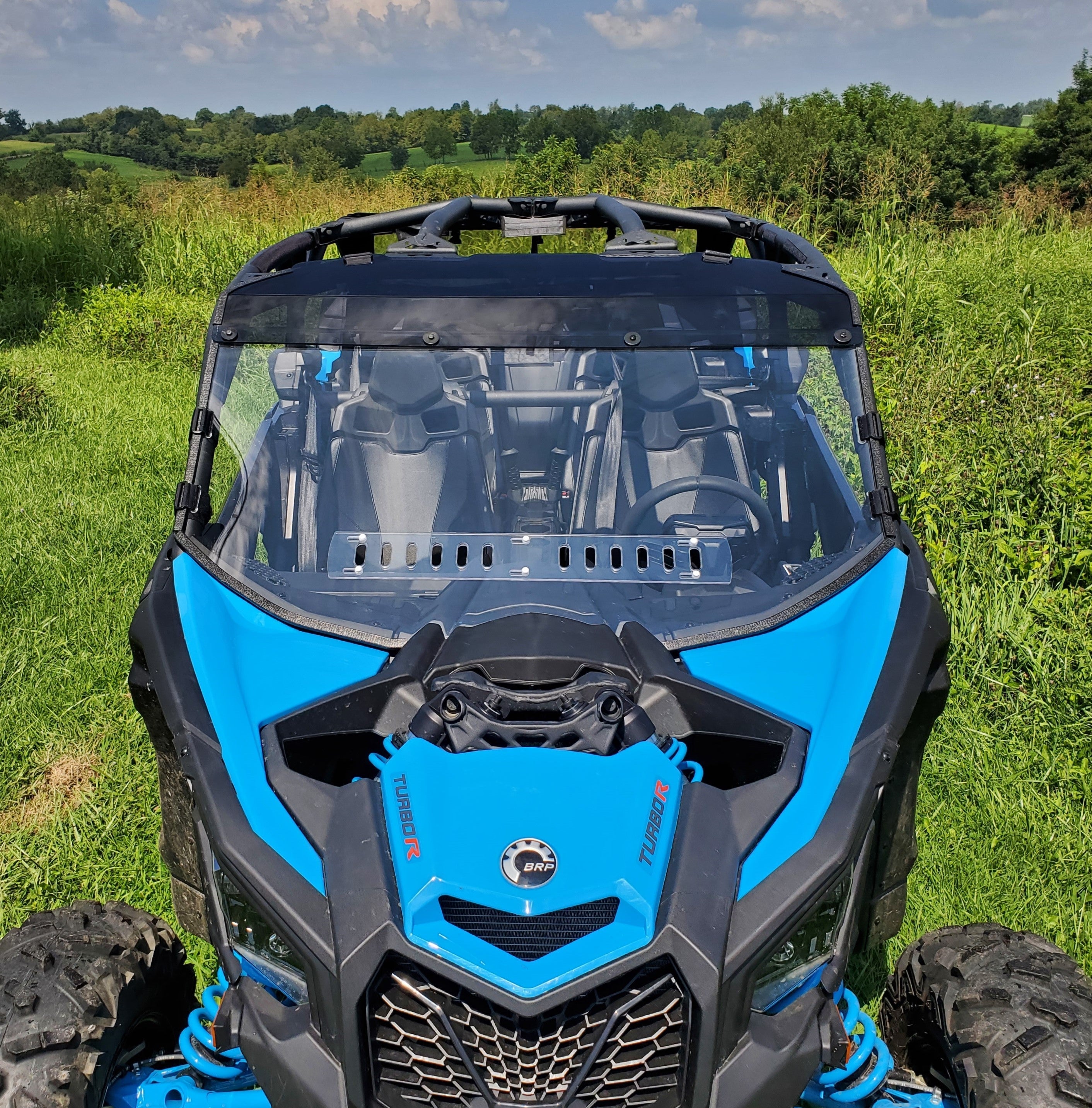 Photo of Can-Am Maverick X3 Max - 2 Pc Windshield with Clear Visor w/Hard Coat, Vent, and Clamp Options by 3 Star UTV - Premium Windshields for UTVs / Side by Sides