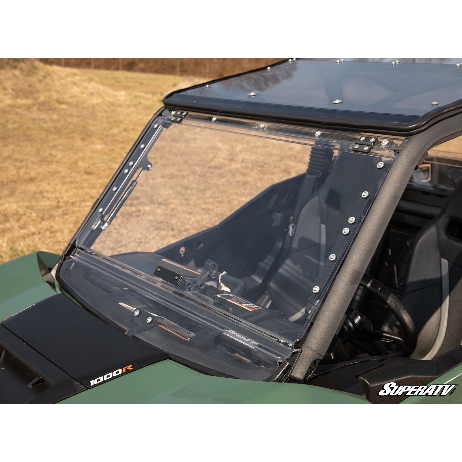 Photo of Can Am Maverick Sport Scratch Resistant Flip Windshield by SuperATV - Premium Windshields for UTVs / Side by Sides