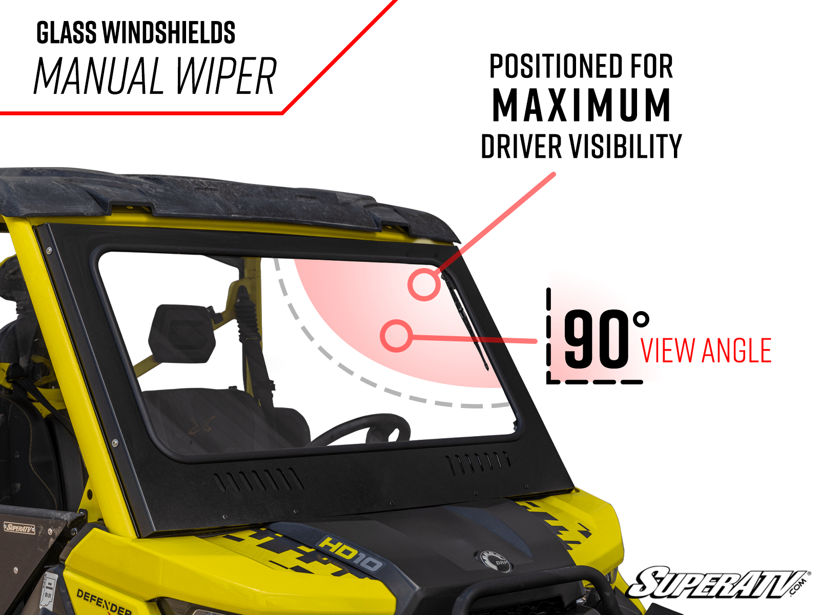 Photo of SuperATV Can-Am Defender Glass Windshield by SuperATV - Premium Windshields for UTVs / Side by Sides
