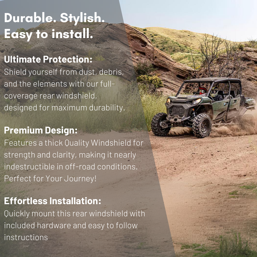 Photo of Can-Am Commander Full Glass Windshield (2010-2020) by Dirt Warrior Accessories - Premium Windshields for UTVs / Side by Sides