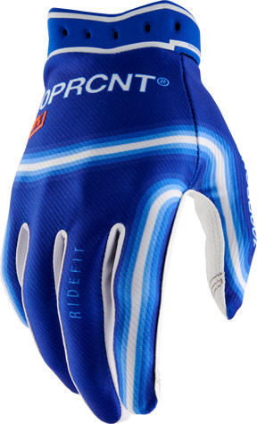 100% Ridefit Riding Gloves - Electric Blue, Medium