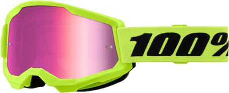100% Strata 2 Goggles - Neon Yellow Mirror Pink Lens