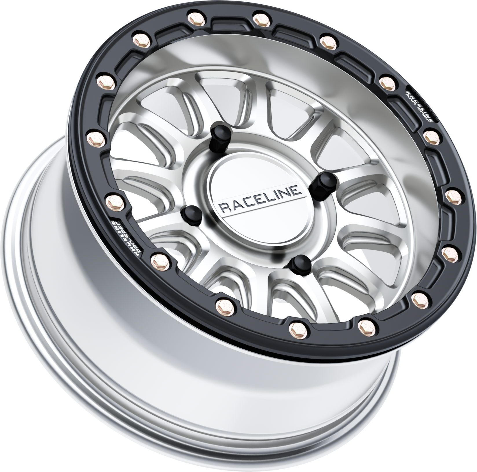 Photo of ALPHA HYPER WHEEL 4/156 HYPER SILVER/BLK 15X7 (+10MM) by RACELINE - Premium Wheels for UTVs / Side by Sides