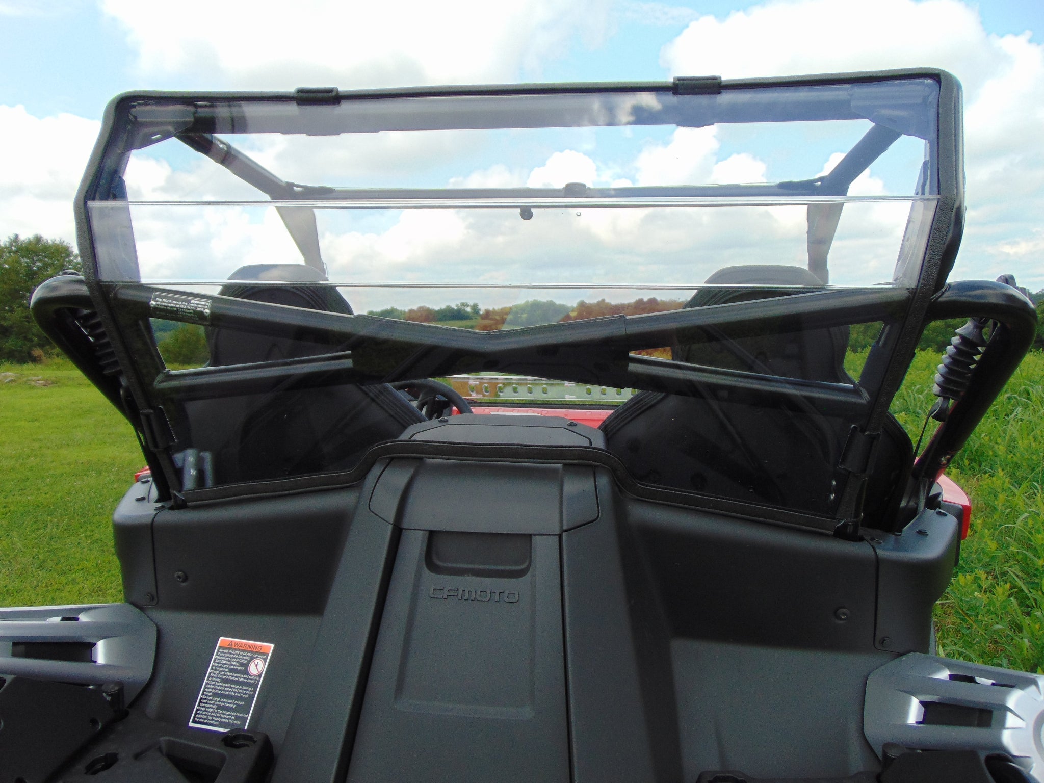 Photo of CFMoto ZForce 950 - 1 Piece Lexan Back Panel w/Tint, Clamp and Vent Options by 3 Star UTV - Premium Windshields for UTVs / Side by Sides