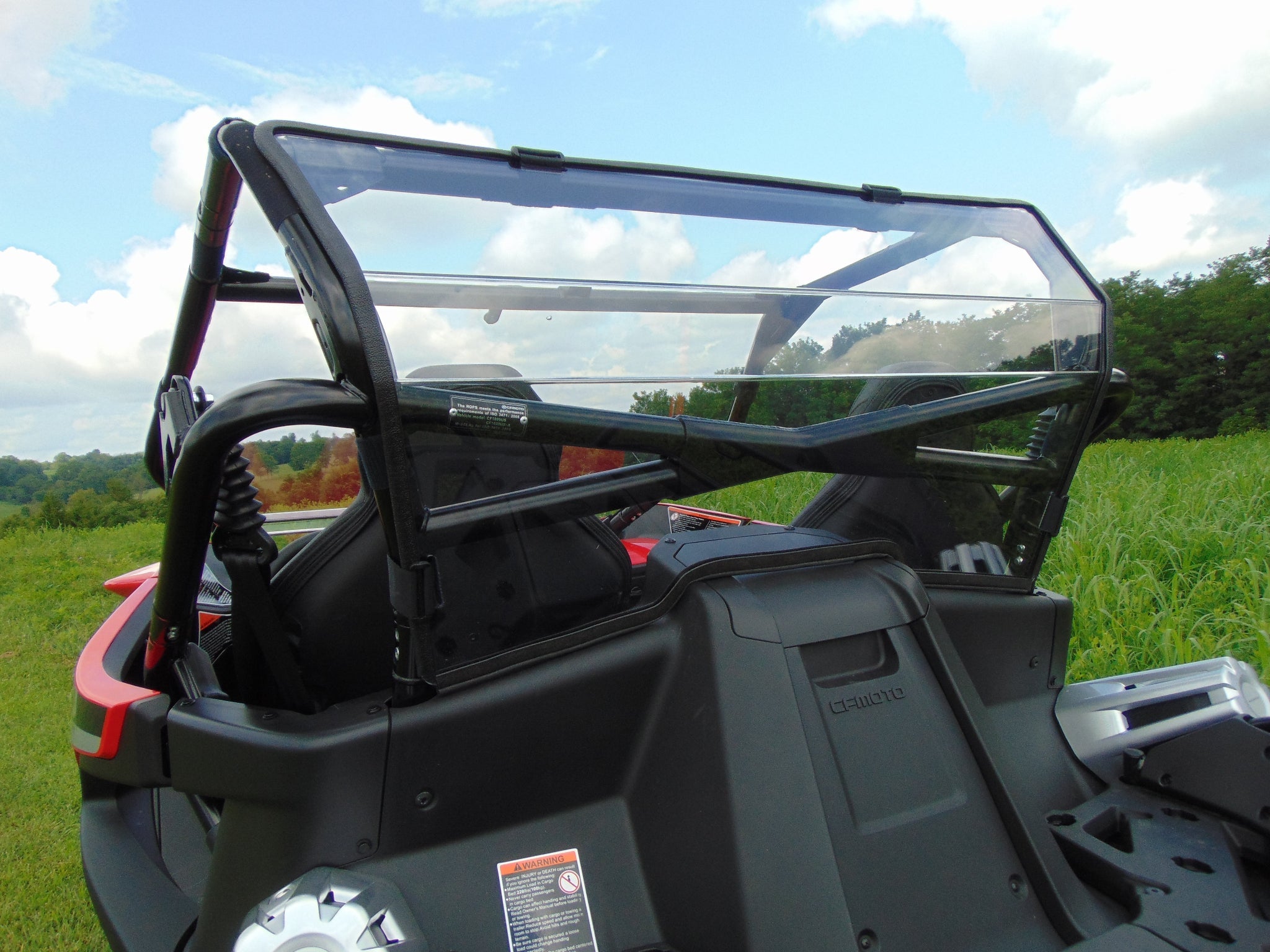 Photo of CFMoto ZForce 950 - 1 Piece Lexan Back Panel w/Tint, Clamp and Vent Options by 3 Star UTV - Premium Windshields for UTVs / Side by Sides