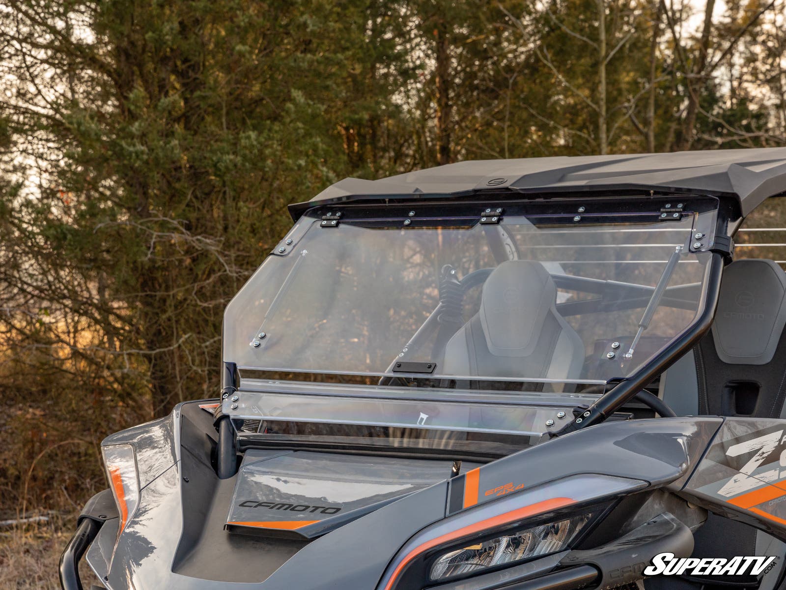 Photo of SuperATV CFMOTO ZForce 950 Scratch Resistant Flip Windshield by SuperATV - Premium Windshields for UTVs / Side by Sides