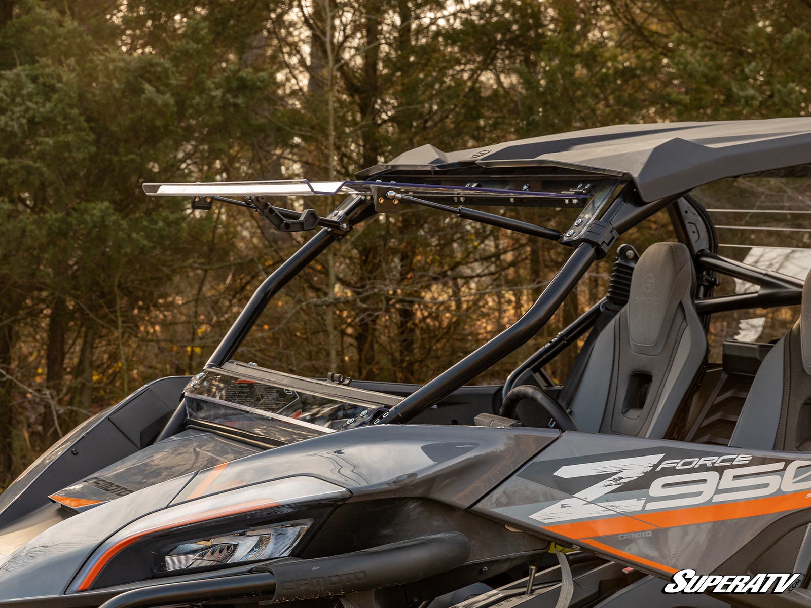 Photo of SuperATV CFMOTO ZForce 950 Scratch Resistant Flip Windshield by SuperATV - Premium Windshields for UTVs / Side by Sides