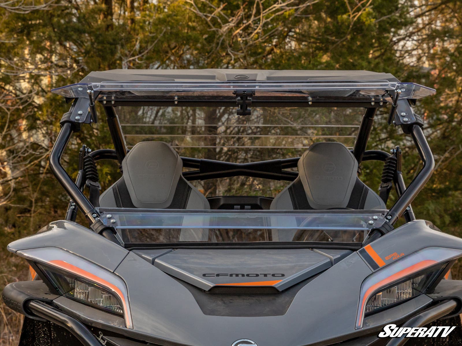 Photo of SuperATV CFMOTO ZForce 950 Scratch Resistant Flip Windshield by SuperATV - Premium Windshields for UTVs / Side by Sides